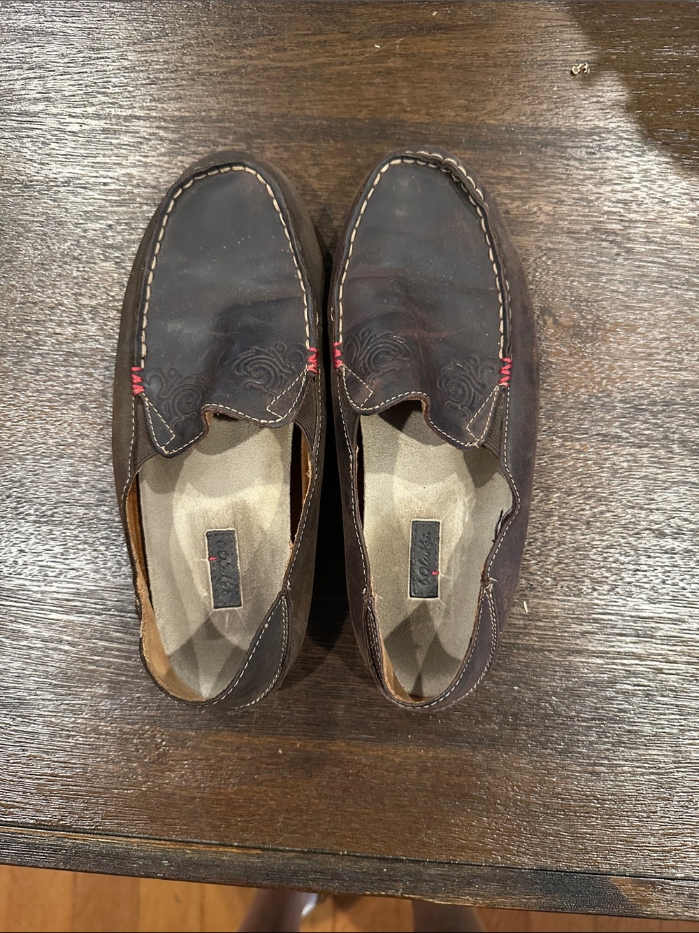 OluKai Women's Dark Brown Leather Slip-On Loafers